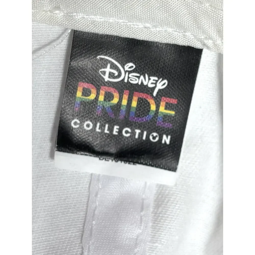 Disney Pride Collection Hat White Snapback Rainbow Mickey Mouse Embroidered